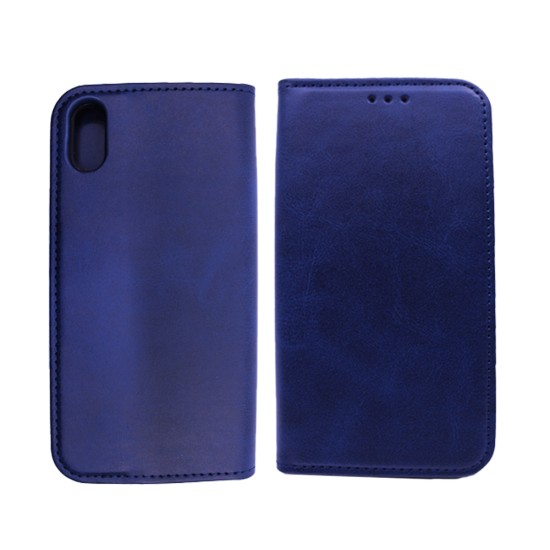 Leather Flip Cover with Internal Pocket for Apple iPhone XR Blue